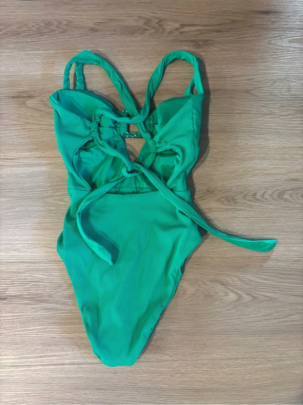 BECCA Emerald Green Halter One-Piece Swimsuit Buckle MSRP $128